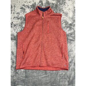Crown & Ivy Red Full-Zip Fleece Vest Size L Sleeveless Polyester Blend Mens